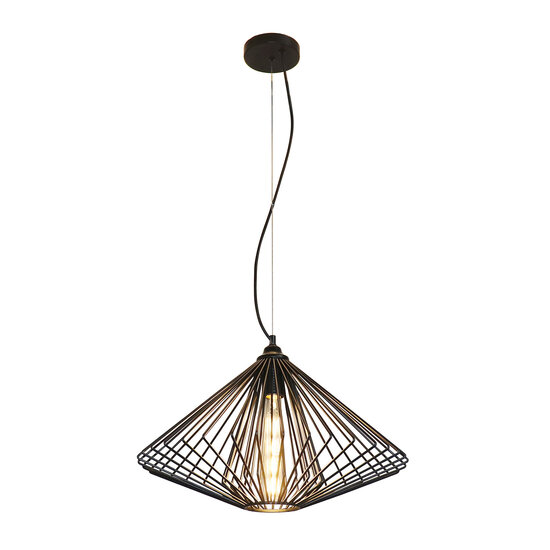 Fantasia Fantasia Davos lámpara colgante negra Ø48cm, altura 29cm, acero, 1x casquillo E27, IP20, cable 313cm