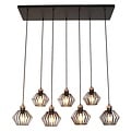 Fantasia Shuru hanglamp met 7 lichtpunten, E27-fitting, staal in zwart-koper, IP20 - lichtbron niet inbegrepen