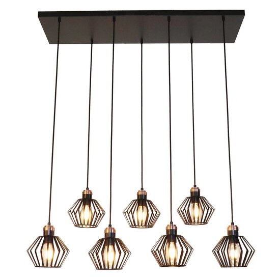 Fantasia Fantasia Shary lámpara colgante negro+cobre - luminaria de acero con 7 puntos de luz, portalámparas E27