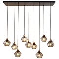 Fantasia Shary lámpara colgante negro+cobre - luminaria de acero con 9 puntos de luz, portalámparas E27