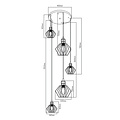 Fantasia Shary hanglamp zwart+koper - stalen 5-lichts pendellamp met E27 fitting, IP20