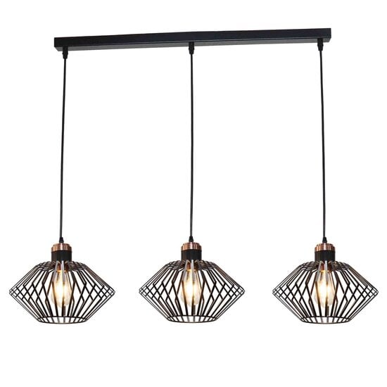 Fantasia Fantasia Shary pendant lamp black+copper bar - steel 3-light linear pendant with E27 sockets, IP20
