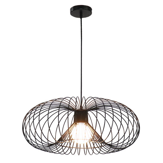 Fantasia Julia hanglamp in zwart staal, diameter 57 cm, E27 fitting, IP20, lichtbron niet inbegrepen