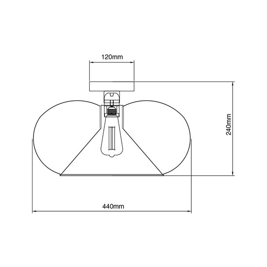 Fantasia Fantasia Julia plafondlamp met 1x E27-fitting, zwarte stalen behuizing, diameter 44 cm en hoogte 24 cm, IP20