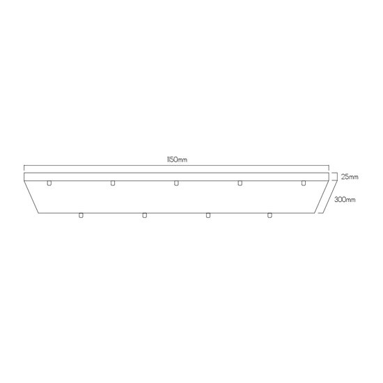 Fantasia losse opbouwbasis 9L, zwart, 115 x 30 x 2,5 cm - stalen montageplaat, IP20