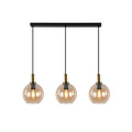 Fantasia Fantasia Osira hanglamp E27 3L, zwart/goud frame met amber glas, 3x Ø200mm, IP20