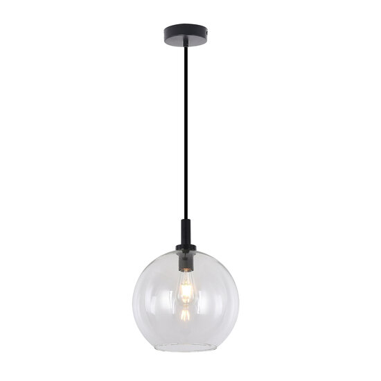 Fantasia Fantasia Osira hanglamp E27 zwart, helder glas Ø250mm - stalen hanglamp met 1 lichtpunt, IP20
