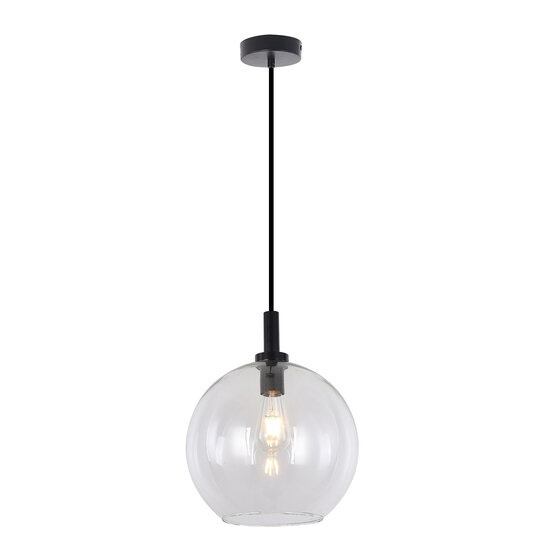 Fantasia Fantasia Osira hanglamp E27 zwart, helder glas Ø300mm - stalen hanglamp met 1 lichtpunt, IP20