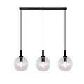 Lámpara colgante Fantasia Osira E27 3L negro, cristal claro 3x Ø200mm - lámpara de acero con 3 puntos de luz, IP20
