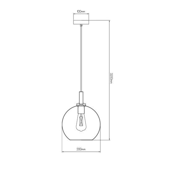 Fantasia Fantasia Aris hanglamp Ø200mm, E27 fitting, zwart metaal met helder glas, 1 lichtpunt, IP20
