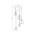 Fantasia Osira Hängelampe E27 5L schwarz, klares Glas - Pendelleuchte aus Stahl mit 5 Lichtpunkten, IP20
