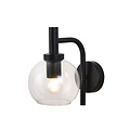 Fantasia Osira wall light E27 black, clear glass Ø150mm - steel wall light with 1 light point, IP20