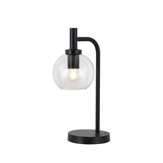 Fantasia Osira Tischleuchte E27 schwarz, klares Glas Ø150mm - Tischleuchte aus Stahl mit 1 Lichtpunkt, IP20