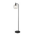 Fantasia Lámpara de pie Fantasia Osira E27, estructura de acero negro con tulipa de cristal transparente Ø250mm, altura 1550mm