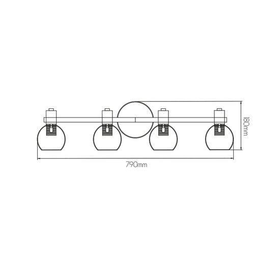 Fantasia Iris bar-shaped ceiling light, steel and amber glass, 4 x E14, 790 x 180 mm, IP20