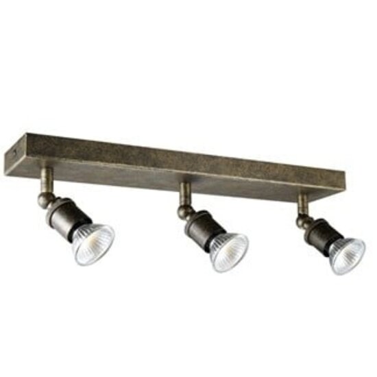 Fantasia Fantasia plafón rectángulo óxido con 3 focos GU10 LED orientables, 5W, 2700K, regulable