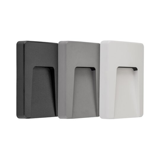 Fantasia Fantasia SIBO LED buitenwandlamp, rechthoekig en IP65, 2,8W / 310 lumen, 3000K, met zwarte, witte en grijze cover