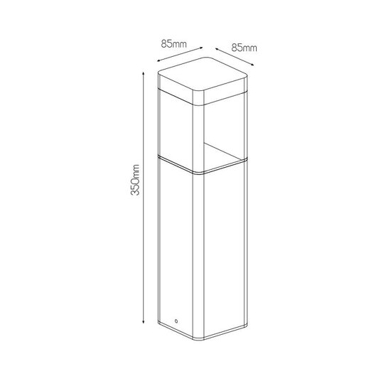 Fantasia Fantasia TUVA 2 black garden bollard, 350mm high, 7W COB LED 595 lumen, 3000K warm white, IP65