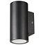 Fantasia Fantasia TENGU zwarte wandlamp voor buiten met 2x3W COB LED, 3000K, IP65, op- en neerlicht, aluminium behuizing