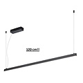 Fantasia Fantasia GURI lámpara colgante larga y fina en barra luminosa negra 120cm, LED 38W, 1004 lúmenes, regulable