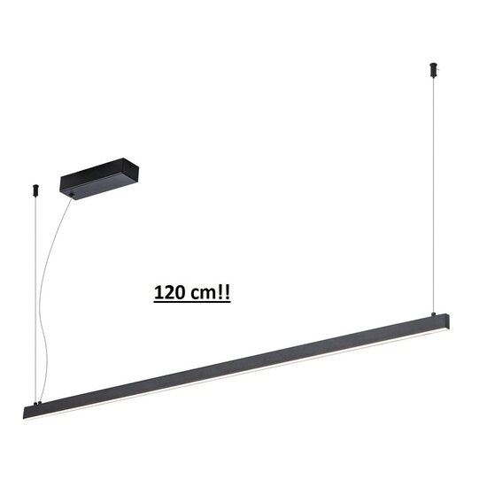 Fantasia Fantasia GURI lange schmale Lichtleisten-Pendelleuchte schwarz 120cm, 38W LED, 1004 Lumen, dimmbar