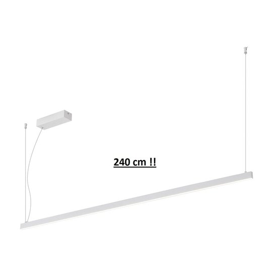 Fantasia Fantasia GURI lámpara colgante línea de luz larga 240cm, aluminio blanco, 52W LED 3000K, 3960 lúmenes, regulable