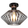 Fantasia Fantasia Shuru plafonnier, cage métal forme losange, noir/cuivre, Ø320mm, E27 max. 60W excl., gradable