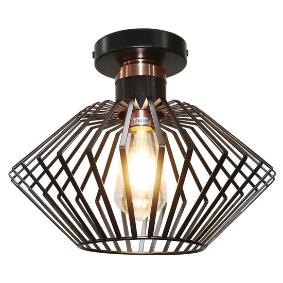 Fantasia Fantasia Shuru Deckenleuchte, Metallkäfig Rautenform, schwarz/kupfer, Ø320mm, E27 max. 60W excl., dimmbar