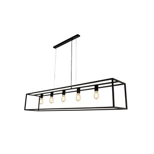 Lámpara colgante rectangular Fantasia KAGO negra 5x E27, 180 cm