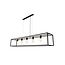Fantasia Suspension rectangulaire Fantasia KAGO noire avec 5 douilles E27, structure en acier, 180 cm de large