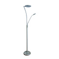 Fantasia Fantasia Alaves vloerlamp in satin chroom staal, LED 24,5W hoofdlicht plus 5W leeslicht