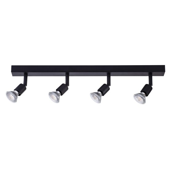 Fantasia Barra de techo Fantasia RUNE con 4 focos GU10 LED (4,3W, 2700K, regulable), estructura de acero negro 550 mm, IP20.