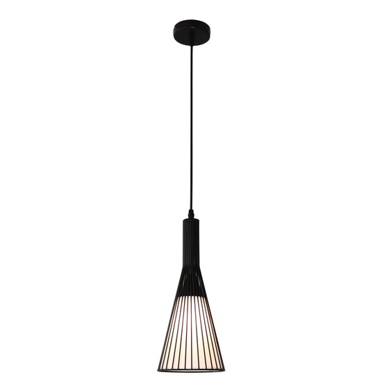Fantasia Suspension Fantasia Tango avec douille E27, structure en acier noir mat et abat-jour en tissu blanc, diamètre 155 mm, hauteur 365 mm