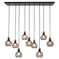 Fantasia Lámpara colgante Fantasia Raga con 9 puntos de luz E27, estructura de acero negro con detalle cobre, IP20.