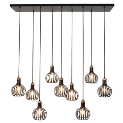 Lámpara colgante Fantasia Raga 9x E27 negro y cobre
