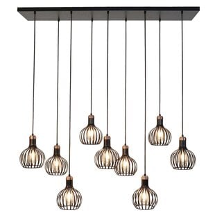 Lámpara colgante Fantasia Raga 9x E27 negro y cobre