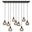 Fantasia Suspension Raga à 9 points lumineux avec douille E27, structure en acier noir et cuivre, pour usage intérieur (IP20).