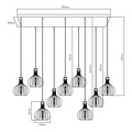 Fantasia Lámpara colgante Fantasia Raga con 9 puntos de luz E27, estructura de acero negro con detalle cobre, IP20.