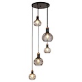 Fantasia Lámpara colgante Fantasia Raga con 5 portalámparas E27, estructura de acero en negro y cobre, IP20 para interior.