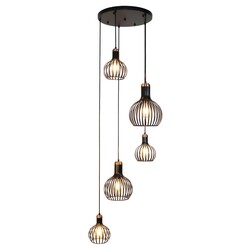 Fantasia Raga lámpara colgante 5x E27 negro y cobre