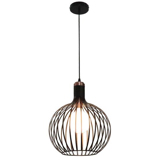 Fantasia Fantasia RAGA Pendelleuchte mit E27-Fassung, Stahlgehäuse schwarz und kupfer, Durchmesser 35 cm, Höhe 41 cm, IP20.