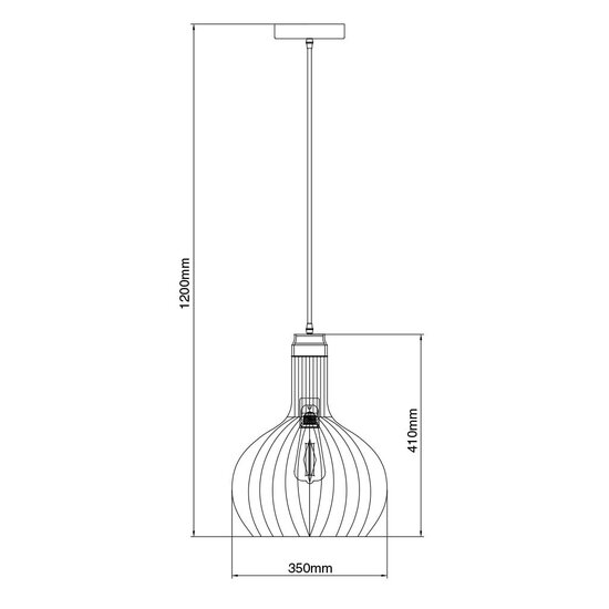Fantasia Lámpara colgante Fantasia RAGA con portalámparas E27, estructura de acero negro y cobre, diámetro 35 cm, altura 41 cm, IP20.