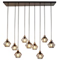 Fantasia Fantasia Shary lámpara colgante negro+cobre - luminaria de acero con 9 puntos de luz, portalámparas E27