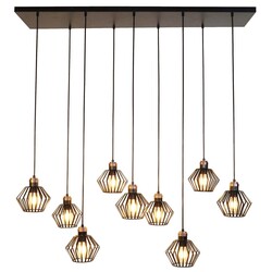 Fantasia Shary lámpara colgante negro+cobre, 9x E27