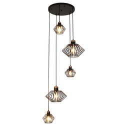 Fantasia Shary lámpara colgante negro+cobre, 5x E27