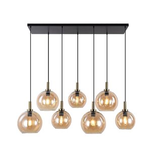 Lámpara colgante Fantasia Osira E27 7L negro/oro ámbar
