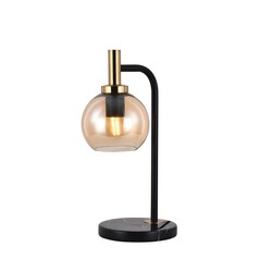Fantasia Osira Tischlampe E27 Schwarz/Gold Bernsteinglas Ø150mm