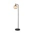 Fantasia Osira Stehleuchte E27 Schwarz-Gold, Bernsteinglas Ø250mm - Stahlfuß, 1 Lichtpunkt, Höhe 1550 mm, IP20