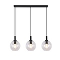 Fantasia Lámpara colgante Fantasia Osira E27 3L negro, cristal claro 3x Ø200mm - lámpara de acero con 3 puntos de luz, IP20