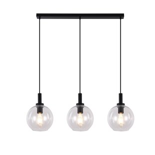 Lámpara colgante Fantasia Osira E27 3L negro, cristal claro 3x Ø200mm